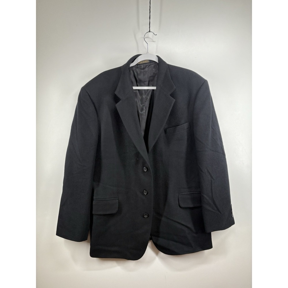 Oscar de la Renta Blazer Sport Coat Suit Jacket Mens 46R Black Wool Cashmere